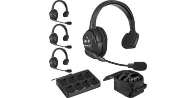 UltraLITE 4 person system w/ 3 Single Headsets, batt., charger